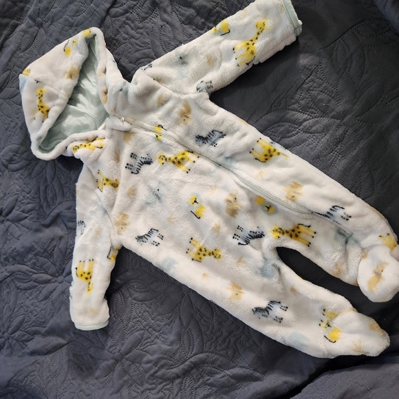 Little Beginnings Baby Fleece Zip-Up Hooded Footed Sleeper - 0-3 Months - Picture 1 of 4